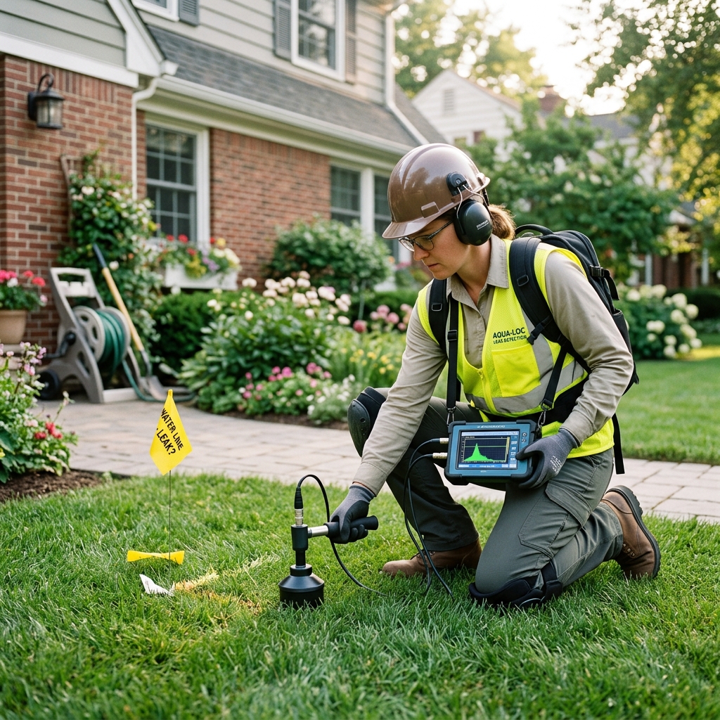 Water leak detection Cedar Park specialist checking water meter and wall moisture