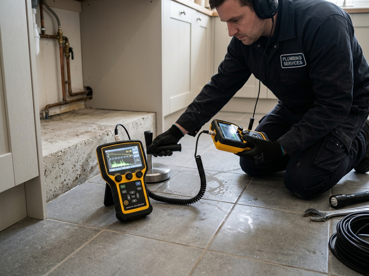 Acoustic slab leak detection Cedar Park specialist using ground microphone